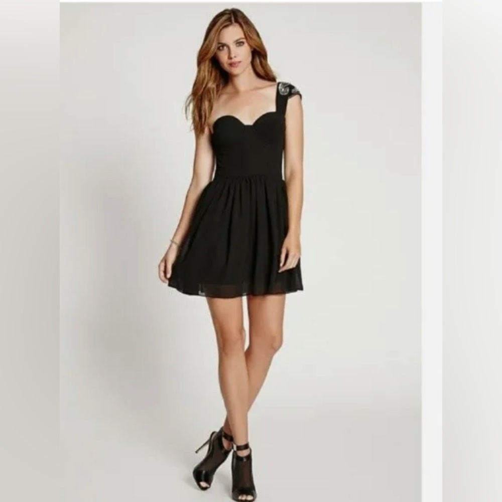 NWOT GUESS One Shoulder Beaded Cocktail Dress